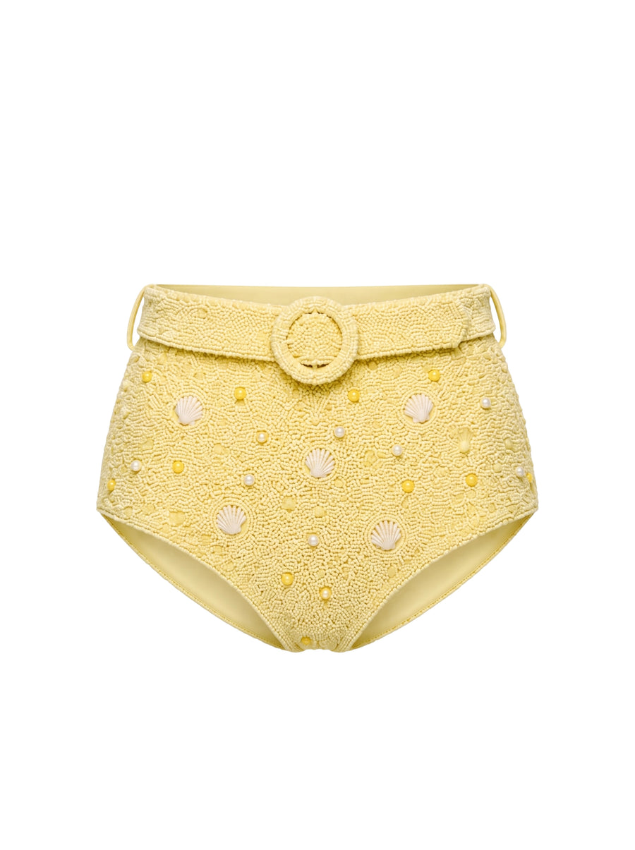 Heidi Shell Hand-Beaded Yellow Bikini Bottom