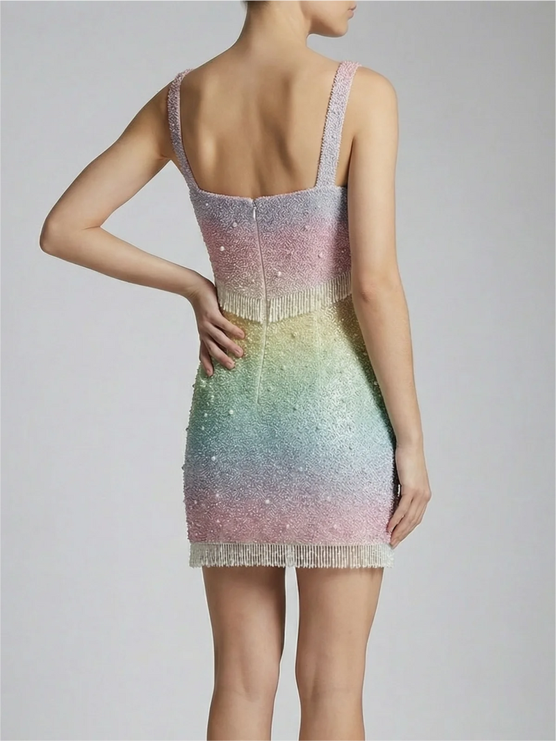 Posy Gradient Pastel Beaded Mini Dress