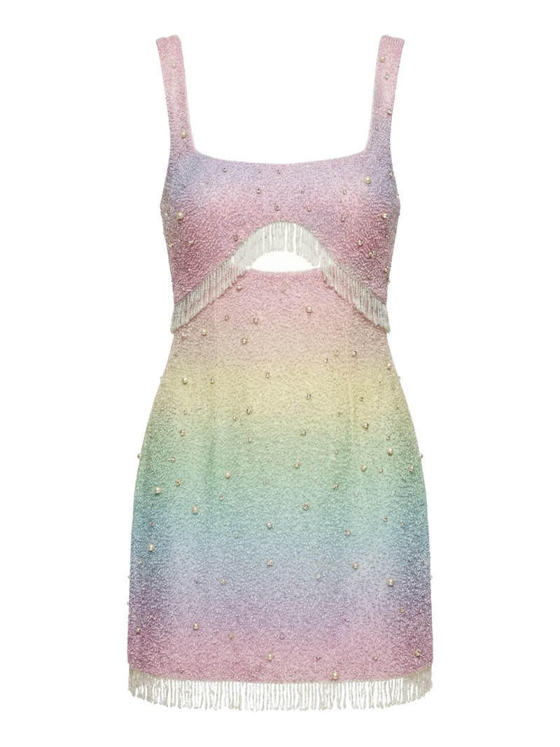 Posy Gradient Pastel Beaded Mini Dress