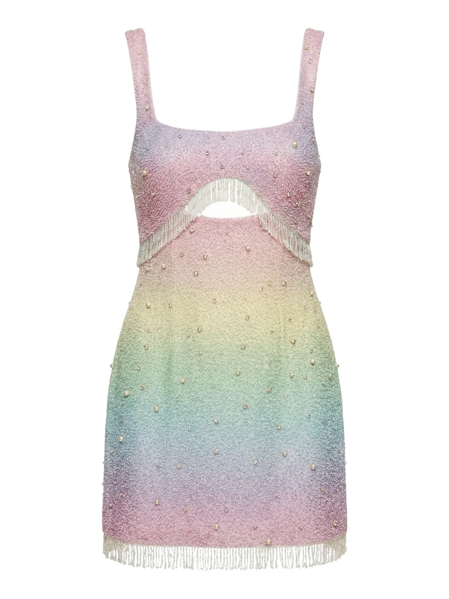 Posy Gradient Pastel Beaded Mini Dress