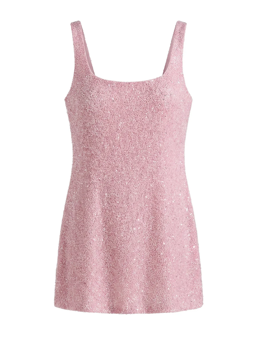 Sofia Hand Beaded Dress Pale Pink