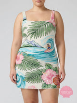 Curve Tropical Surf Beaded Mini Dress