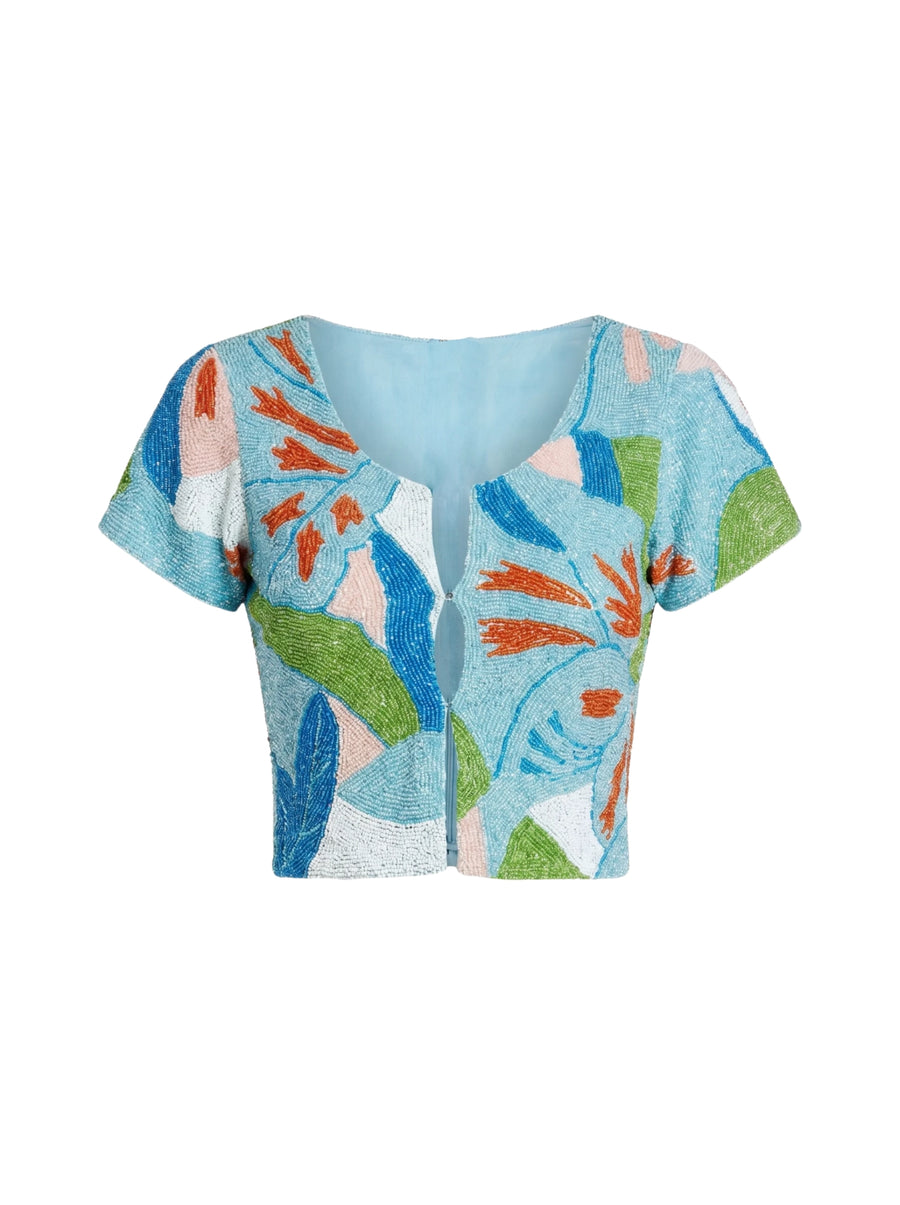 Maya Petal Hand Beaded Top Multi Colour Oceanus x By Poppy