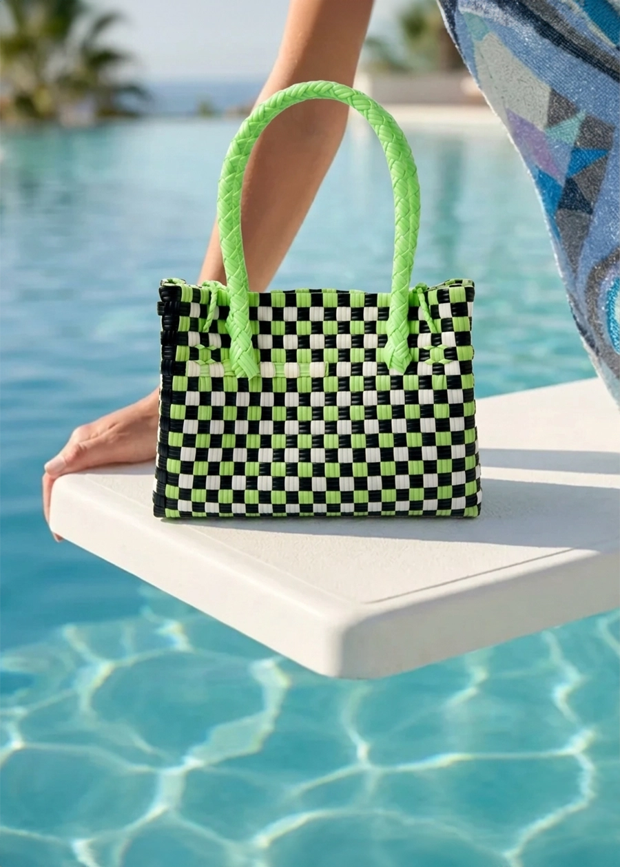 Riviera Lime Check Tote Bag