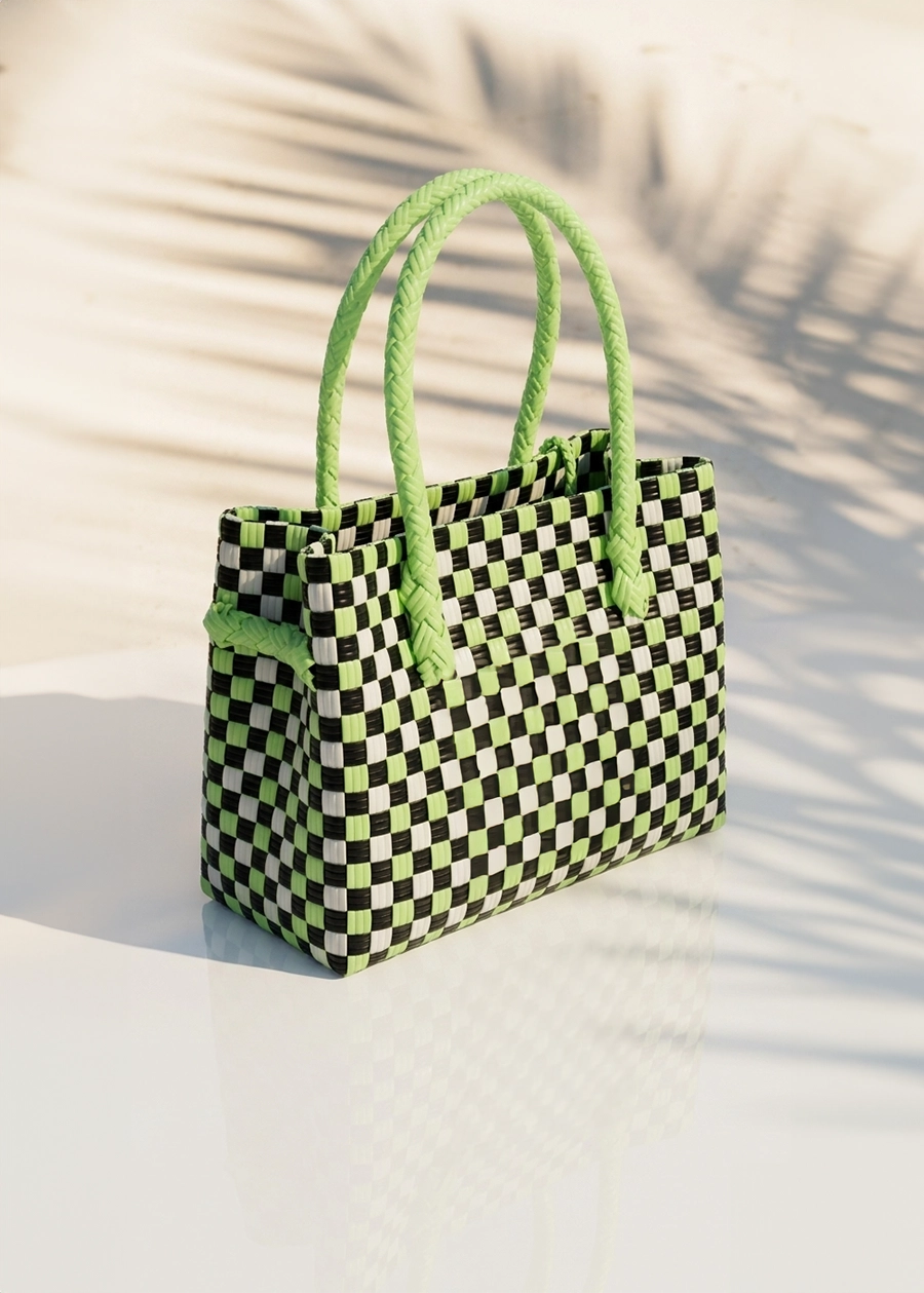 Riviera Lime Check Tote Bag