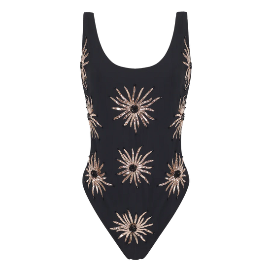 A pack shot of Priscilla Premium Vintage Swimsuit Black