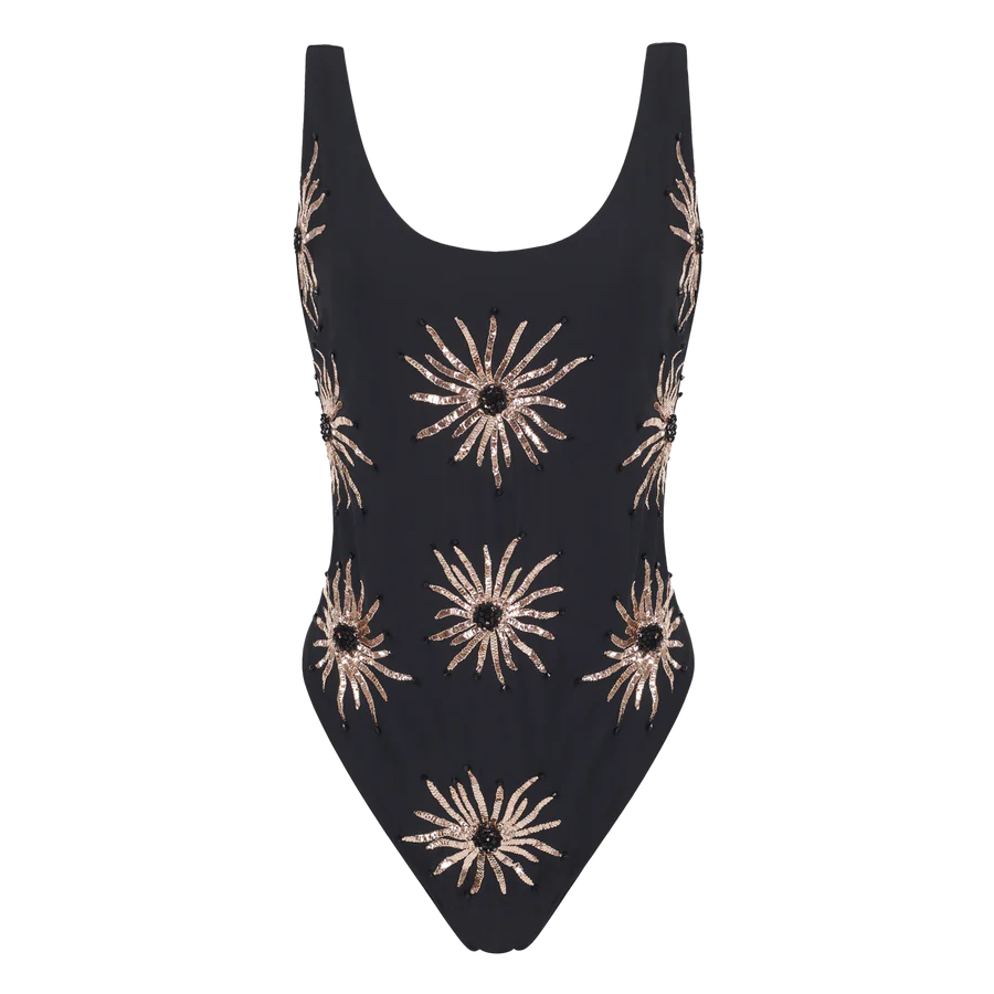 A pack shot of Priscilla Premium Vintage Swimsuit Black