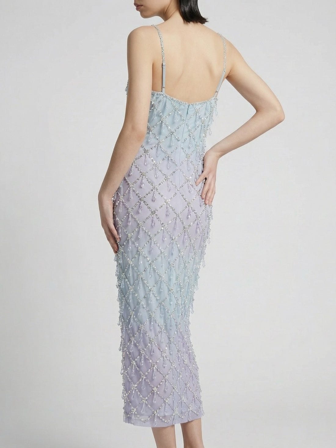Calliope Luxury Crystal Blue Ombre Maxi Party Dress