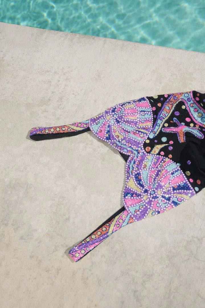 Selene Sea Shell Swimsuit in Black Pink shell bust