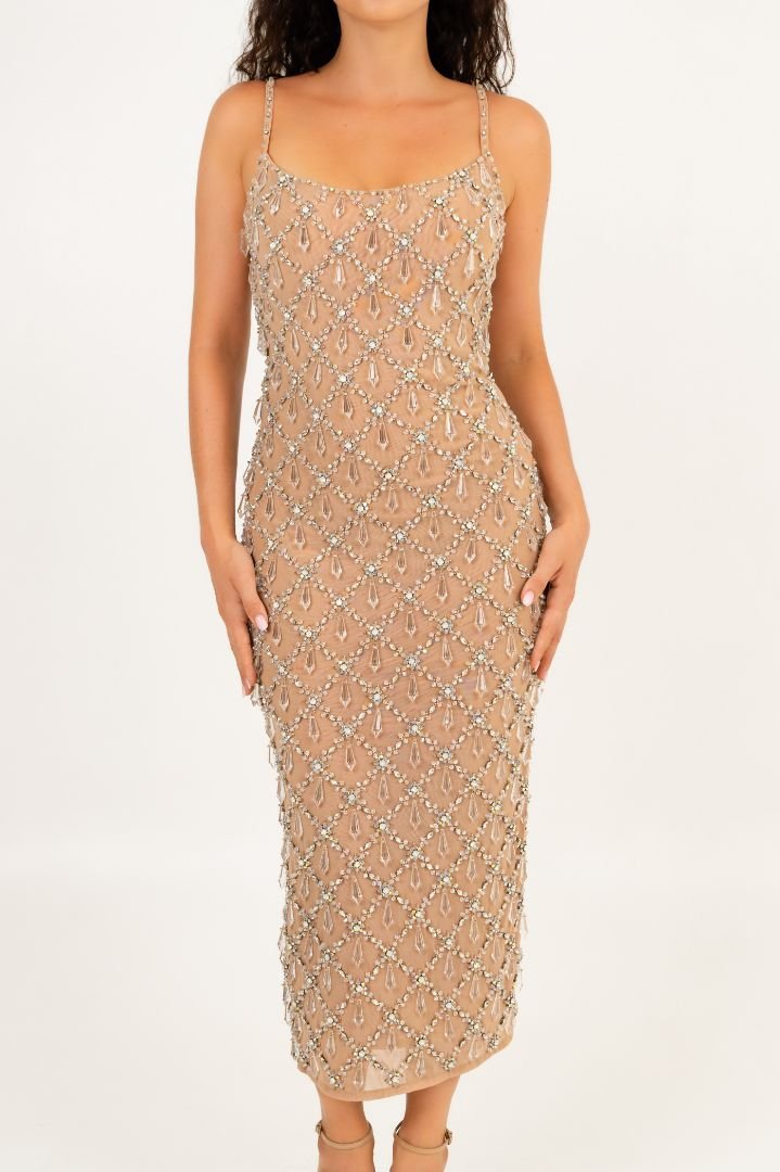 Calliope Luxury Crystal Maxi Party Dress Multi Colour