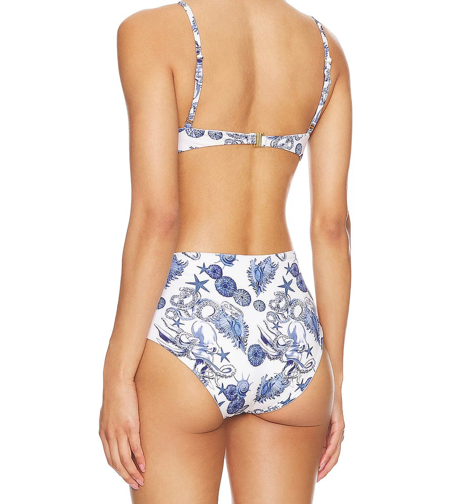 Bruna High Rise Premium Bikini Bottom Blue and White