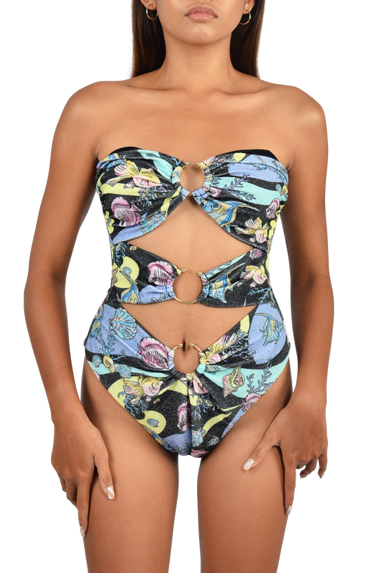 Thana Multi-Coloured Patterned Bandeau Swimsuit