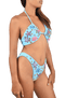 Quinn Tropical Hand Embroidered Bikini Top Blue