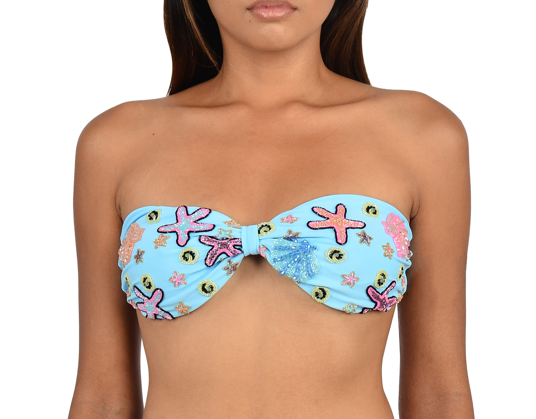 Quinn Clasp Closure Blue Bikini Top