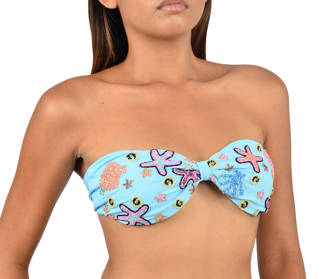 Quinn Clasp Closure Blue Bikini Top