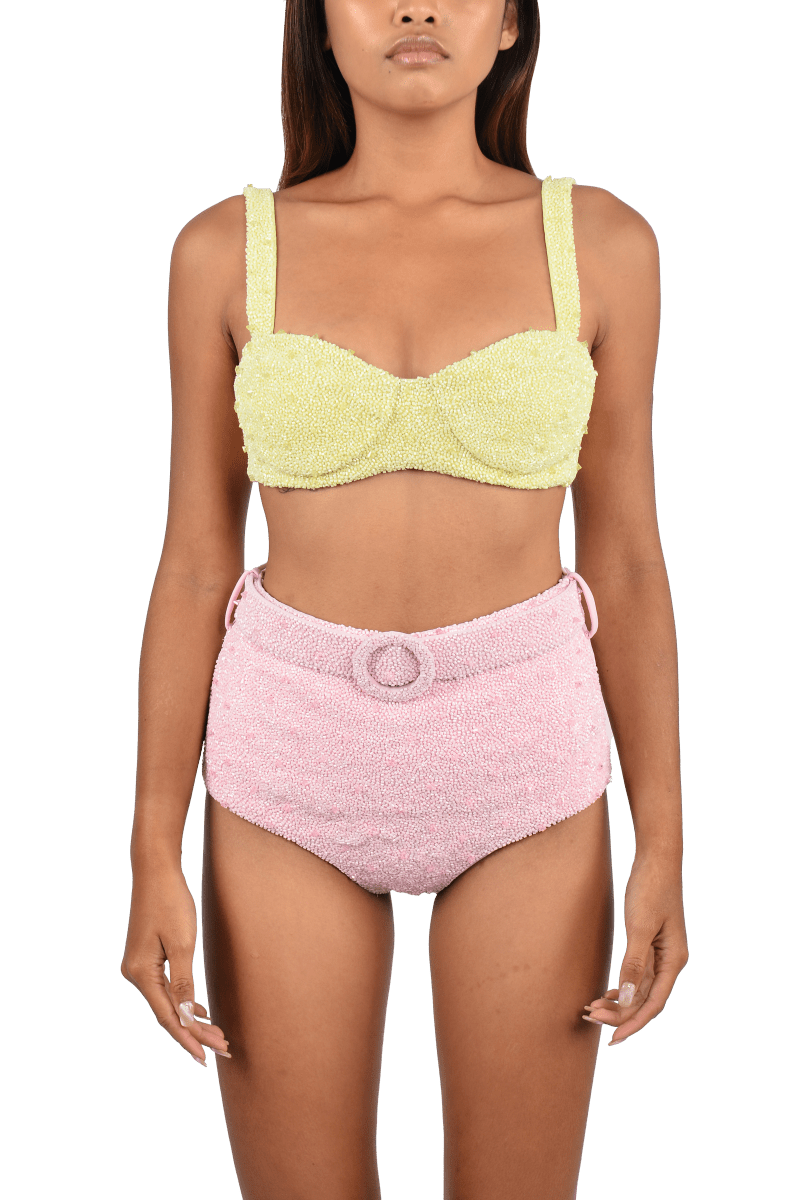 Heidi Hand Beaded Bikini Top Multi Colour
