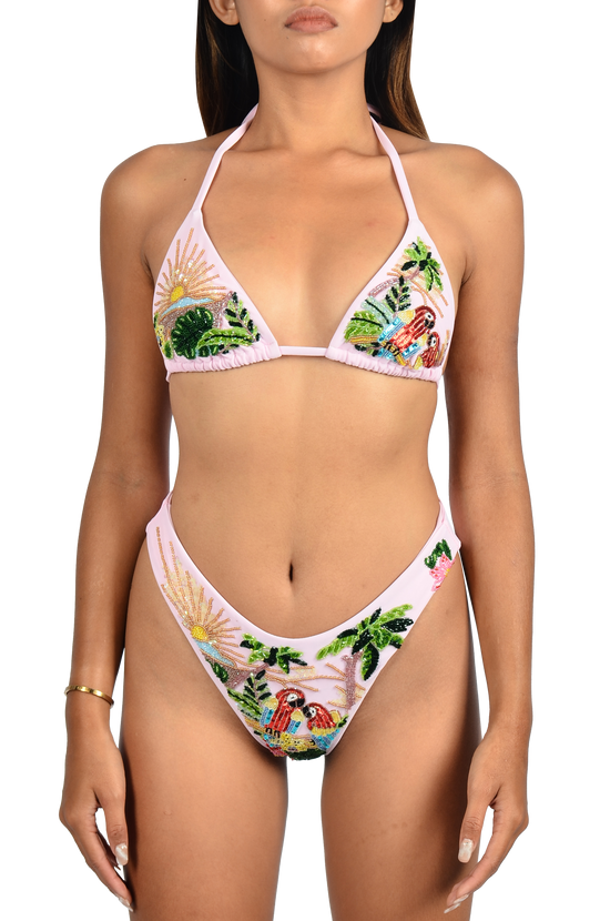 Charli Embellished Premium Pink Tropical Bikini