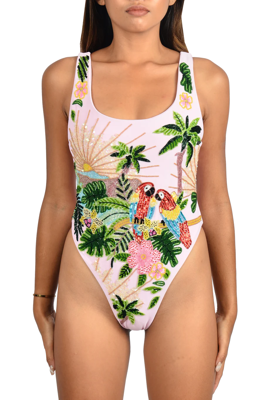 Maya Scoop Back Tropical Swimsuit Pink from Oceanus