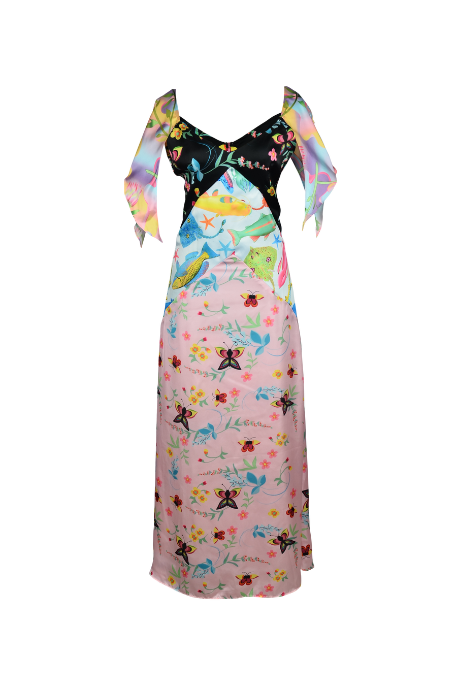 Samantha V Shaped Neckline Multi-Coloured Maxi Dress