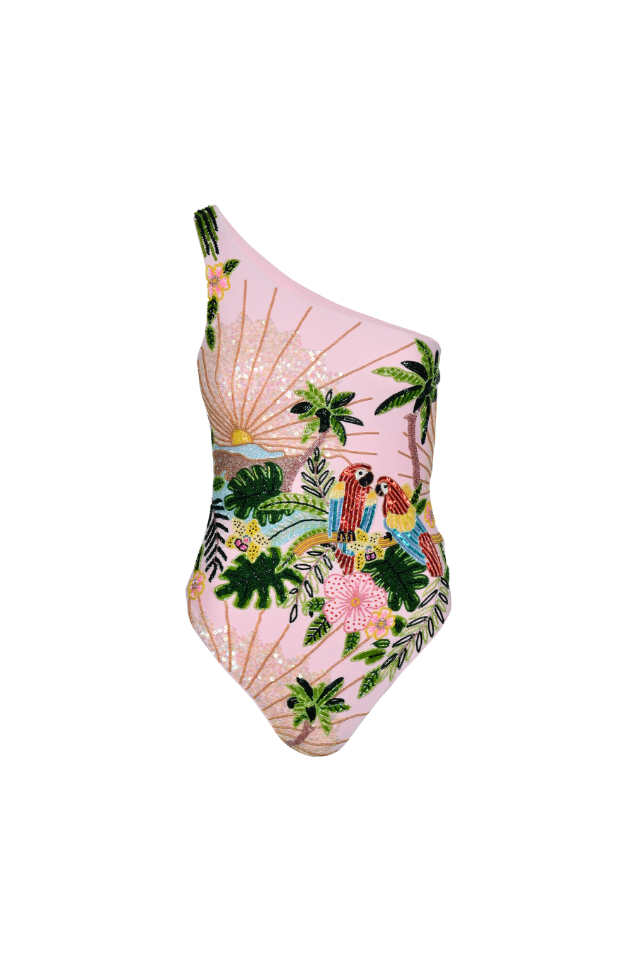 Paisley One Shoulder Luxe Pink Swimsuit