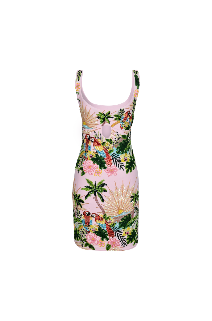 Aylin Tropical Print Pink Party Beach Dress
