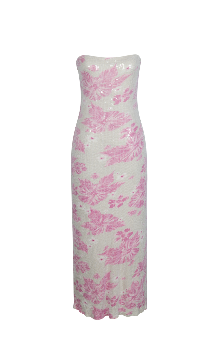 Florentina White And Pink Strapless Sequin Maxi Dress