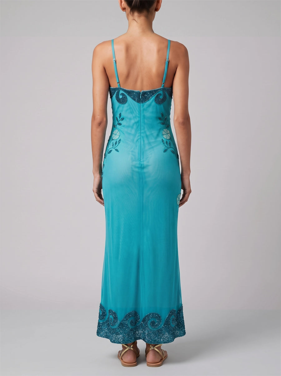 Dolphin Aqua Halterneck Maxi Dress