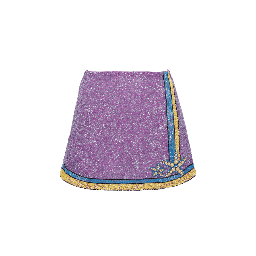Monni Co-ord Hand Embroidered Crystal Purple Skirt