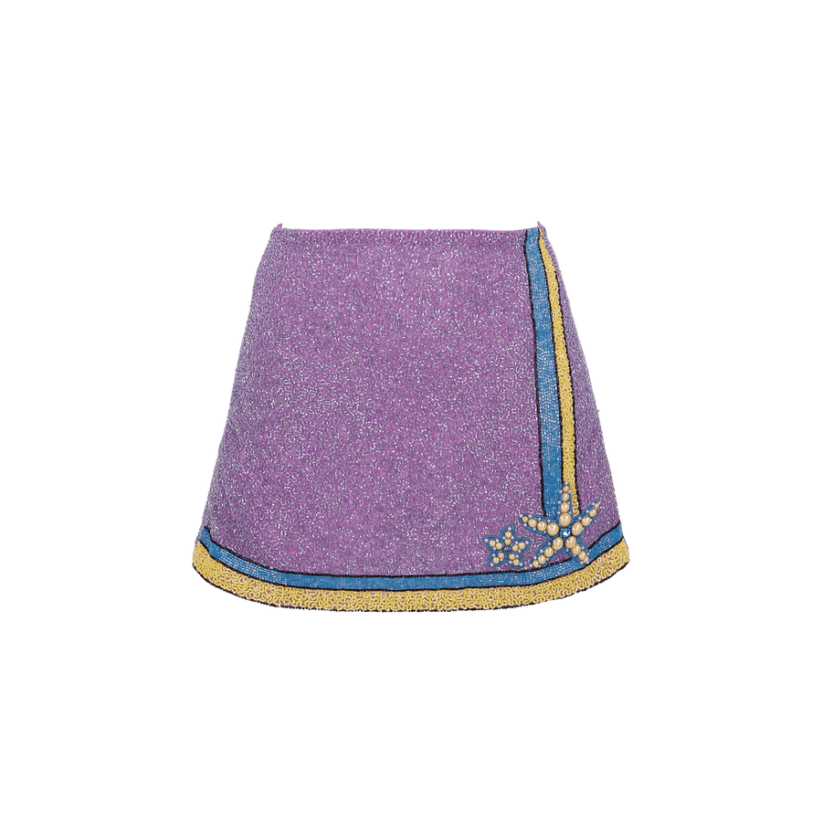 Monni Co-ord Hand Embroidered Crystal Skirt - Purple