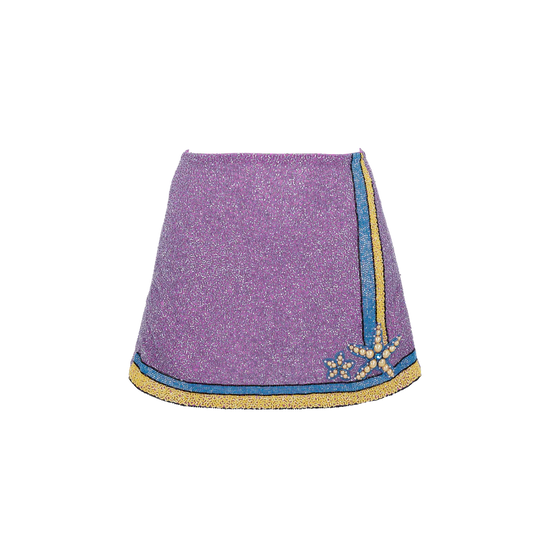 Monni Co-ord Hand Embroidered Crystal Skirt in Purple from Oceanus