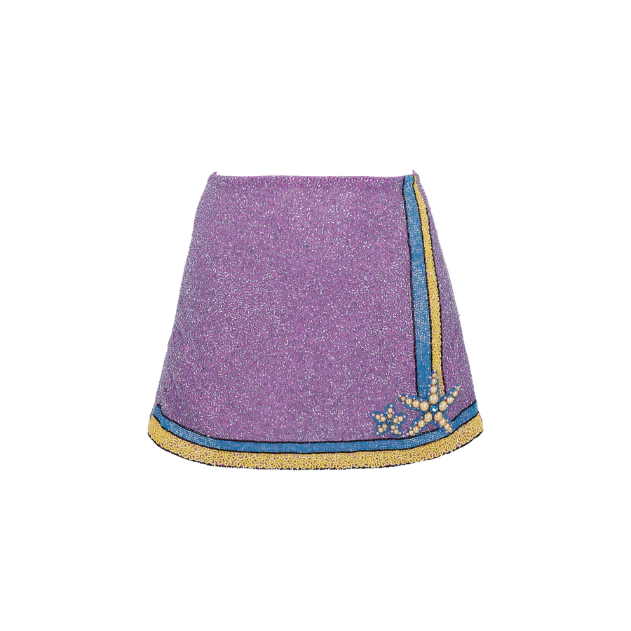 Monni Co-ord Hand Embroidered Crystal Skirt in Purple from Oceanus