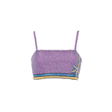 Monni Co - ord Hand Embroidered Crystal Top Purple - Oceanus Swimwear