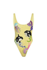 Orca Hand Beaded Yellow Swimsuit - Oceanus Swimwear