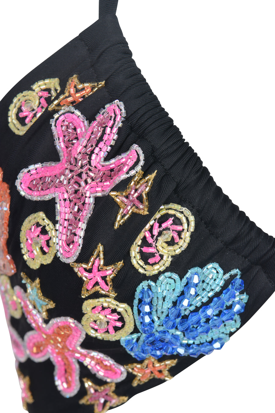 Marissa Hand Embroidered Luxe Bikini Bottom Black