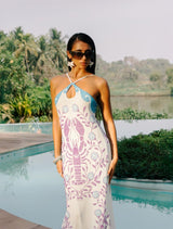 Lobster Hand Beaded Maxi Dress Blue - Oceanus Swimwear