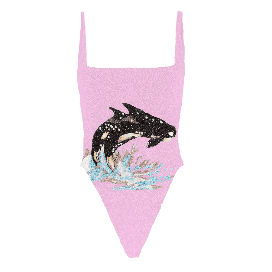 Marina Vintage Neckline Swimsuit - Pink