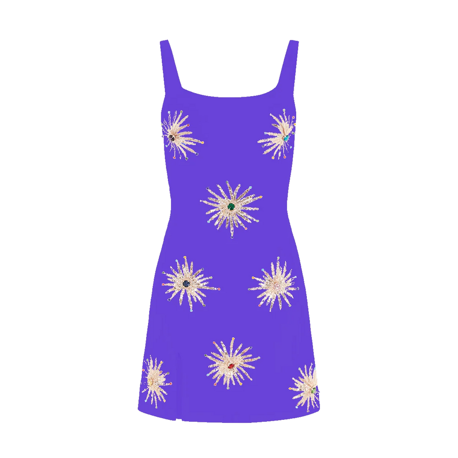 Callie Luxury Embellished Party Dress in Violet