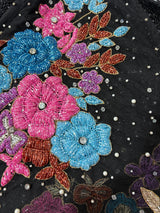 Flower Starfish Tasseled Hand Beaded Black Sheer Mini Dress