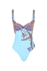 Selene Sea Shell Swimsuit in Aqua - Oceanus Swimwear