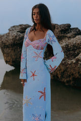 Crescent Shell Bell Sleeve Dress - Oceanus Swimwear
