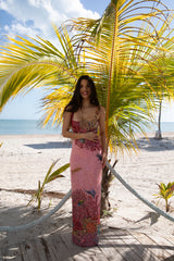Oceanic Bloom Pink Maxi Dress
