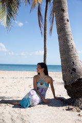 Lobster Hand Beaded Maxi Dress Blue