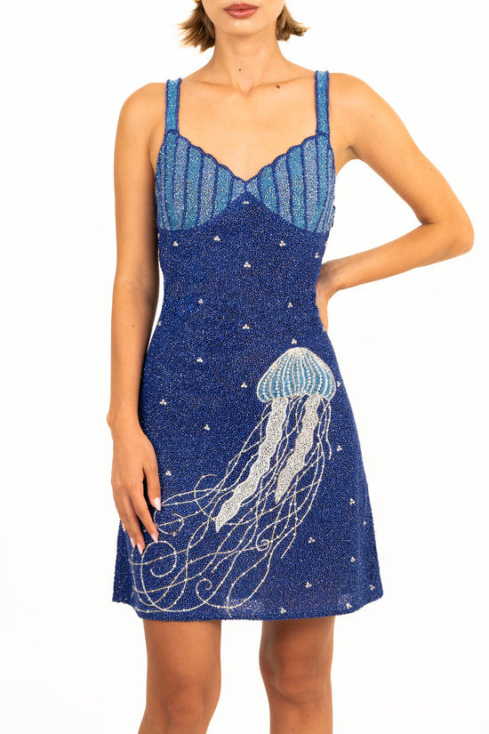 Jellyfish Currents Hand Beaded Mini Dress