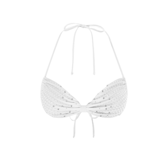 Ophelia Hand Embroidered Summer Bikini Top White