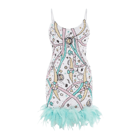 Karmen Hand Embroidered White Mini Dress