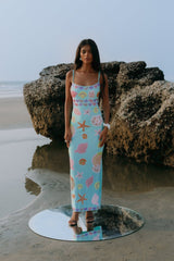 New York Strapped Dress in Blue - Oceanus Swimwear