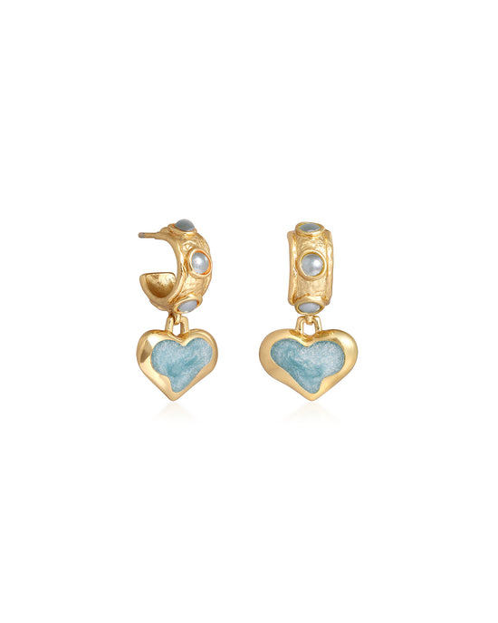 Coastal Pink Heart Charm Earrings