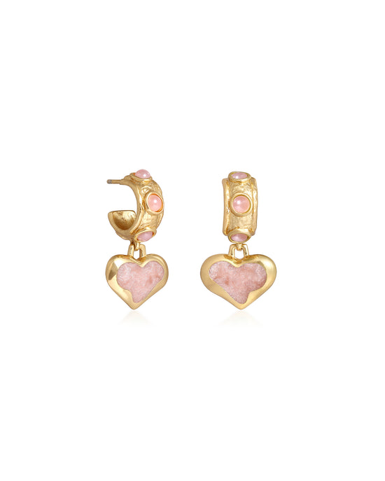 Coastal Pink Heart Charm Earrings