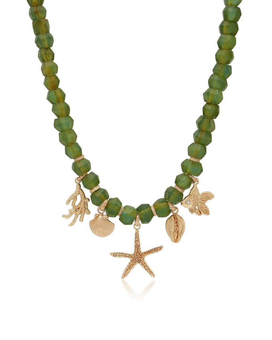 Meretrix Necklace in Green - Oceanus Swimwear