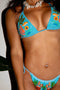 Elizabetha Hand-Beaded Bikini Top Turquoise Blue Christina Milian